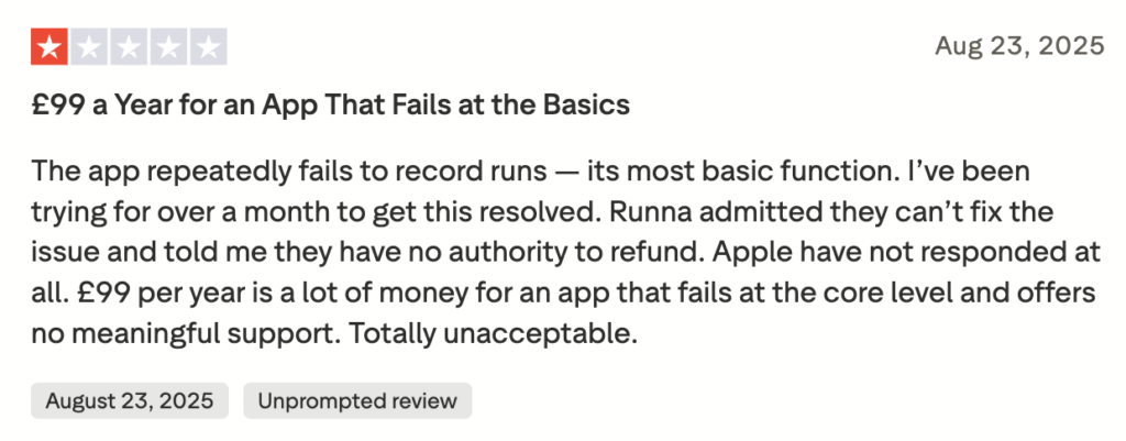 Runna bad review
